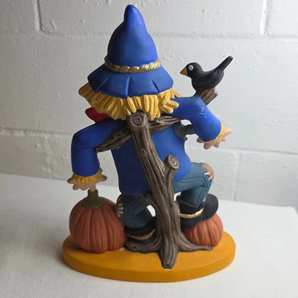 Vintage Ceramic Scarecrow Figurine Fall Harvest Halloween Decor Pumpkin